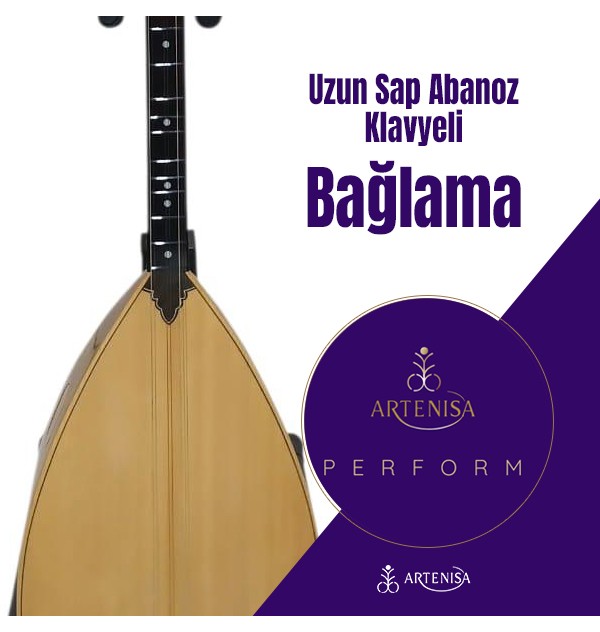 Uzun Sap Abanoz Klavyeli Bağlama