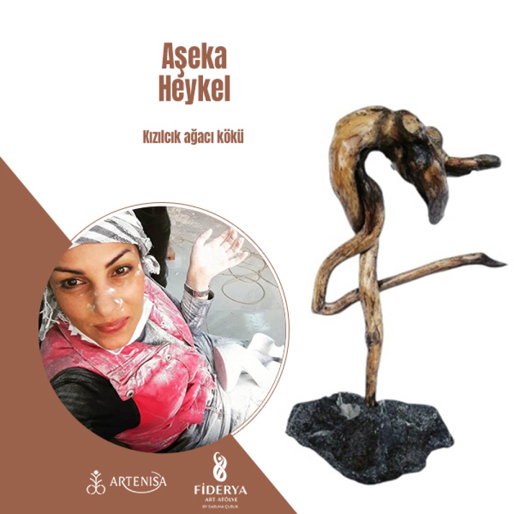 Aşeka Heykel – Kızılcık Ağacı Kökünden El Yapımı Sanat Eseri 27 X 21 X 39